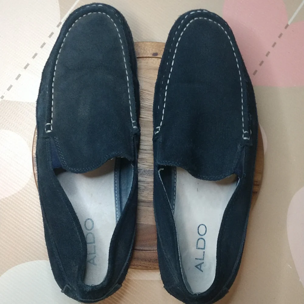 Aldo dark grey/black suede driving loafers. Size 13
